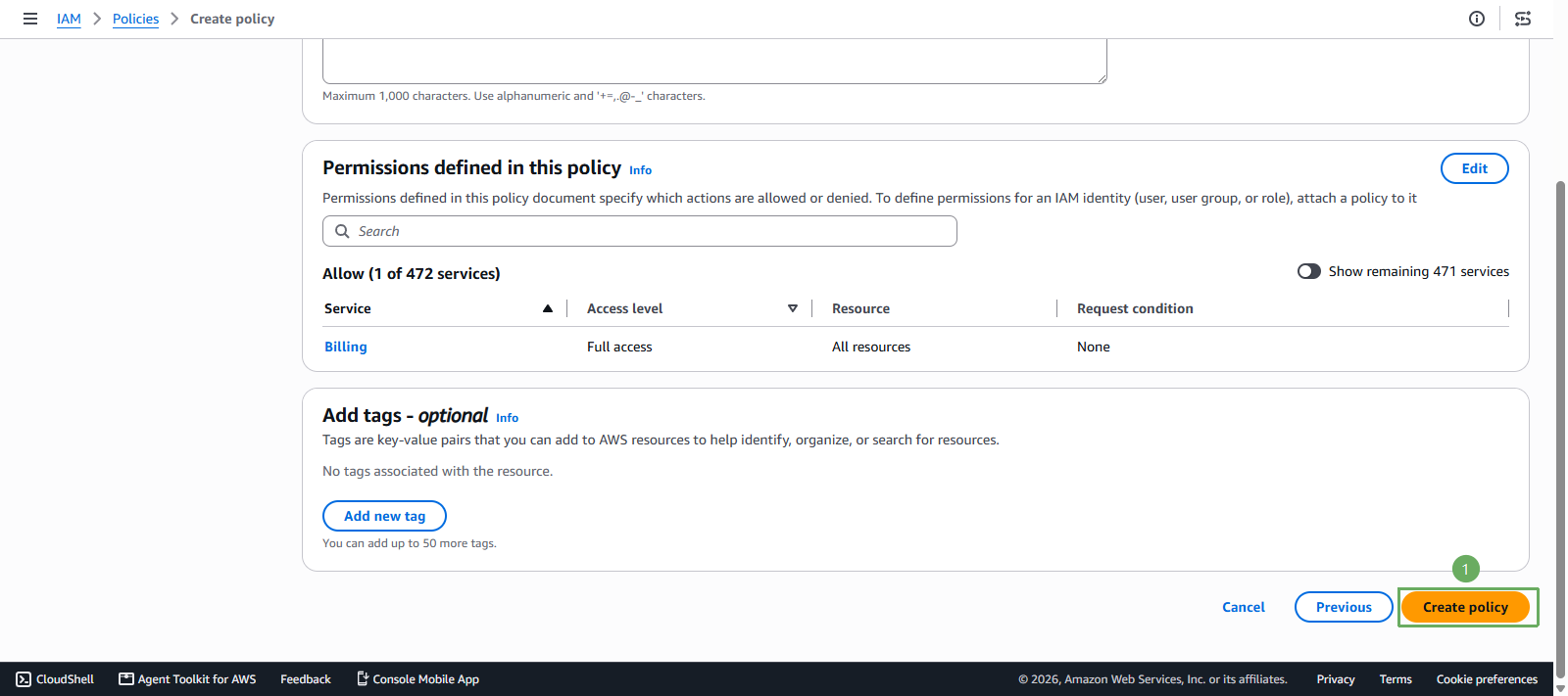Delegate access to the billing console